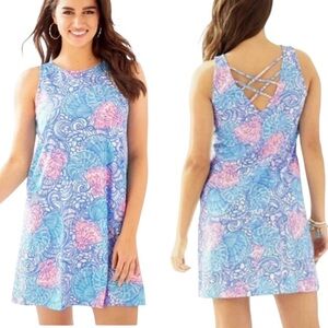 Lilly Pulitzer Kristen Swing Mini Dress in Blue Haven Raising Shell Print - XS